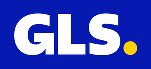 GLS's logo der er blåt, hvidt og gult. Det viser at vi bruger GLS som fragtudbyder.